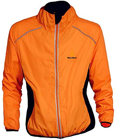 West Biking Fahrradjacke für Herren Damen, Winddichte Radjacke mit reflektierendem Träger und atmungsaktivem Mesh, wasserdichte ultraleichte Sportbekleidung für Radfahren, Laufen, Wandern, Bergsteigen, Orange, EU/US 3XL