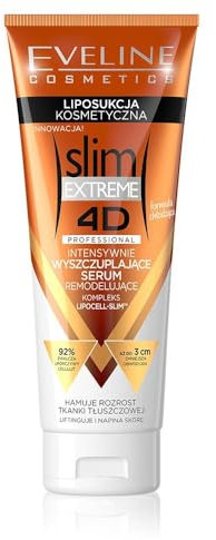 Eveline Cosmetics Liposuktion Serum für Oberschenkel & Problemzonen - Slim Extreme 4D mit Lipo-Drill Technology, Lipocell-Slim & Koffein - Bis zu -3cm Umfang - 250ml