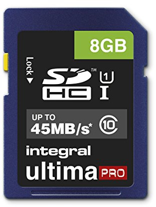 Integral SDHC Class 10 UltimaPro UHS-1 Class 1 Tarjeta de Memoria de hasta 45 MB/s Velocidad de Transferencia 8 GB