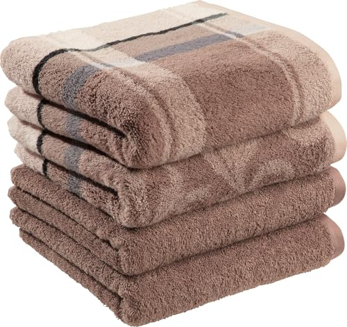 Erwin Müller Handtuch-Set 4er-Pack braun Größe 50x100 cm - Ludwigsburg - 100% Baumwolle - kuschelweich, saugstark, voluminös - praktisch durch beidseitige Schlaufen (weitere Farben)