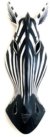 OMA African Mask Wall Hanging Zebra Giraffe Wall Mask Wooden Hand Crafted Jungle Safari Large Size 20 High