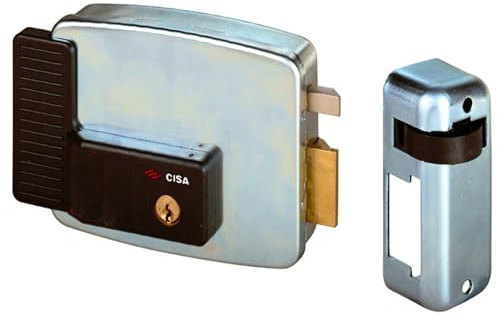 CISA - Serratura Elettrica da Applicare 111721501 - Serratura in Acciaio Zincato con Scrocco Autobloccante - Serratura Cancello Esterno Elettrica Entrata 50 - Mano Destra