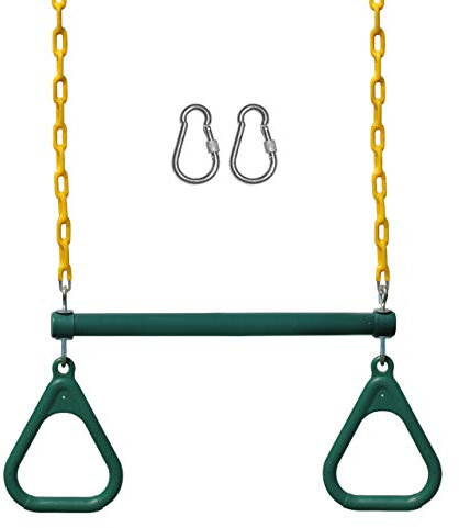 Jungle Gym Kingdom 18 Steel Trapeze Swing Bar with Rings 36 Heavy Duty Chain Swing Set Accessories