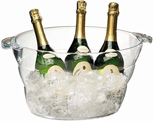 APS 36057 Wein-/Sektkühler, Flaschenkühler, 47 x 28 cm, Höhe 23 cm, 10 Liter, für bis zu 6 Flaschen geeignet, Acryl, glasklar