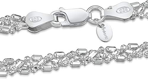 Amberta 925 Sterlingsilber Damen-Halskette - Diamantierte Kugelkette - 3.5 mm Breite - Verschiedene Längen: 45 50 55 cm (45cm)
