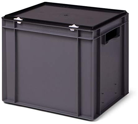 1a-TopStore Euro-Stapelbox/Lagerbehälter KTK 400/320-0, grau mit schwarzem Verschluß-Deckel, 400x300x331 mm (LxBxH)