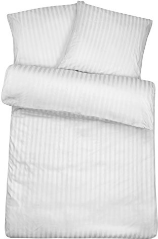 Carpe Sonno Damast Bettwäsche 135x200 Baumwolle | Bettwäsche Baumwolle 135x200 | Bettwaren & Bettwäsche-Sets | Bettbezug 135 x 200 | Hotelbettwäsche mit Reißverschluss - Weiß