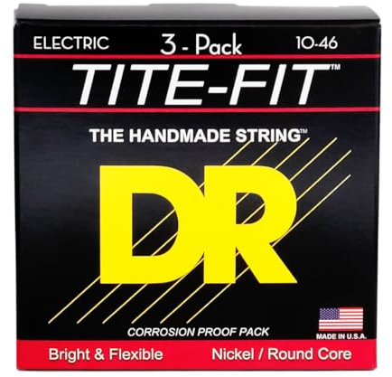 DR Strings Tite-Fit Nickel Plated Electric Guitar Strings, Medium 10-46, 3-Pack (MT-10-3PK)