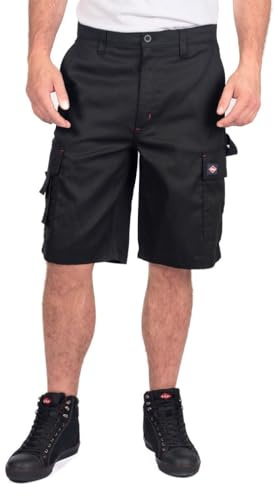 Lee Cooper Classic Multi Pocket Cargo Heavy Duty Easy Care Workwear Shorts, Black, 36W
