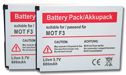 vhbw 2X Akku kompatibel mit AVM Fritz!Fon C4, MT-F, EM325, EM25, M325, M2, MT-F 2000, C5 schnurlos Festnetz Telefon (600 mAh, 3,7 V, Li-Ion)