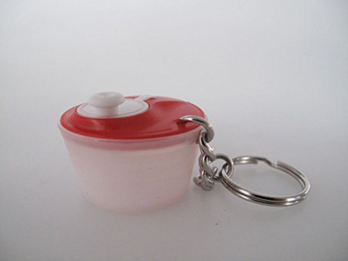 TUPPERWARE Schlüsselanhänger rot weiß Salatschleuder Miniatur Anhänger