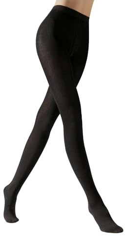 CALZITALY Collant Opaco Lana Donna, Calzamaglia Cashmere, Calze Coprente | 150 Den | S M L XL, XXL, 3XL, 4XL (S, Nero)