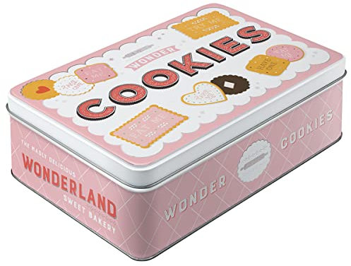 Nostalgic-Art Contenitori di Latta retrò Piatti, Wonder Cookies – Idea Regalo per la Cucina, Scatola con Coperchio, Design Vintage, 2,5 l