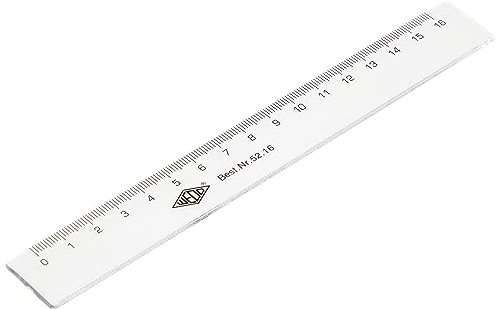 Wedo 5216 Lineal 16 cm, Tuschkante, geprägte Zentimeter Einteilung, Kunststoff, transparent