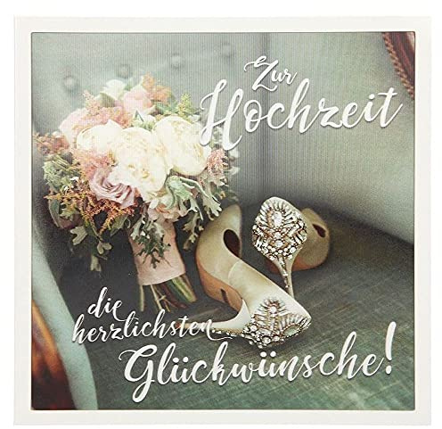 Depesche 5326.035 Glückwunsch-Karte zur Hochzeit mit 3D Motiv, Hochzeitskarte, ca. 17 x 17 cm groß, inkl. passendem Umschlag und Innentext