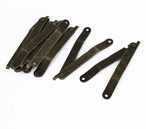 sourcing map 10pcs Charnière Porte Boîte couvercle pliante rotatif ton bronze 17cm long