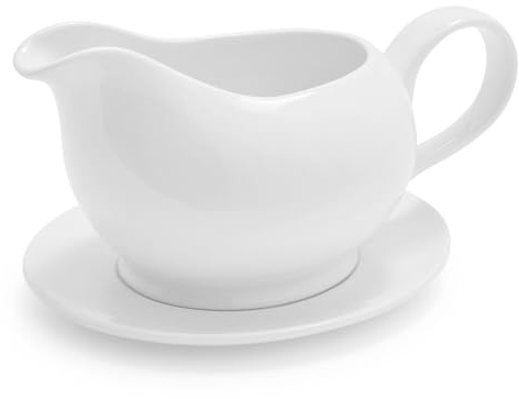 Sur La Table Porcelain Gravy Boat with Saucer, White
