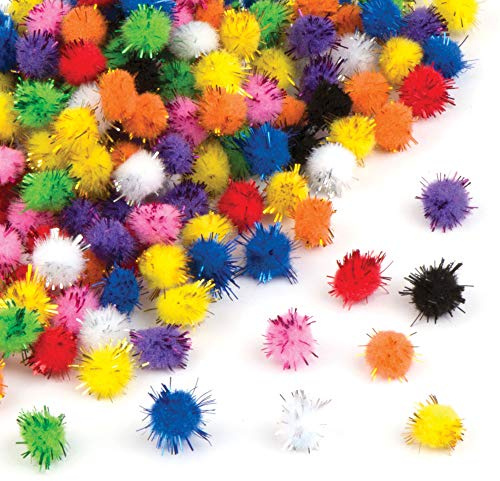 Baker Ross Pompons pailletés avec pastilles Auto-adhésifs (Paquet de 200) Loisir créatif pour Enfant et Adultes