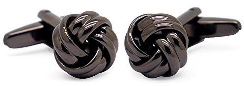 HONEY BEAR Herren Manschettenknöpfe Hochzeit Lieben Knoten Cufflinks (Shinny Schwarz)
