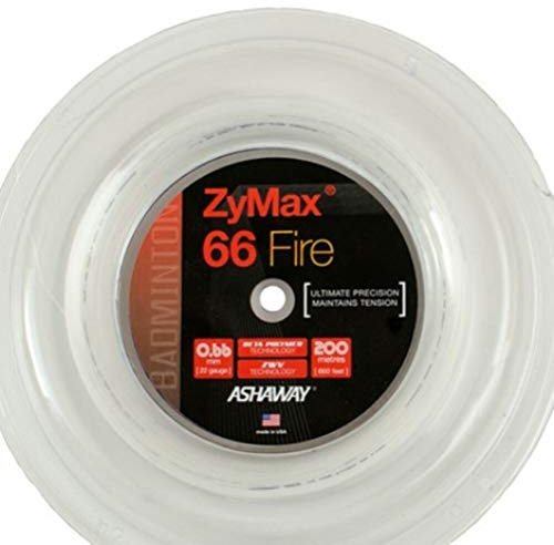 ASHAWAY Zymax 62 Fire Badminton String - 200m Reel, Color- White