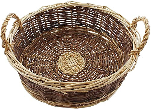 Coupe en osier, moyenne, brune/blanche, Ø 27 cm Corbeille à fruits, coupe à fruits, coupe décorative, coupe de service