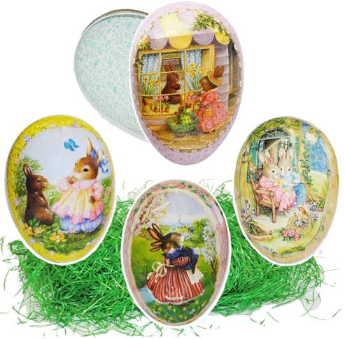 alles-meine.de GmbH 2 TLG. Set Ostergras & Füll - Pappei 25 cm - Holly Pond Hill - süße Hasen - Osterei/Ei zum befüllen - Deko Pappe Papp Pappeier Dekoei Pappostereier Fü..