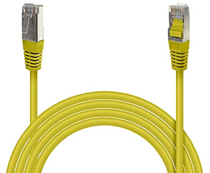 Waytex 32091 Câble Ethernet Réseau RJ45 Cat 5e FTP 100MHz Blindé couleur - Compatible PC, Routeur, Modem, Switch Consoles de jeux, TV, amplificateur réseau – 5m, Jaune