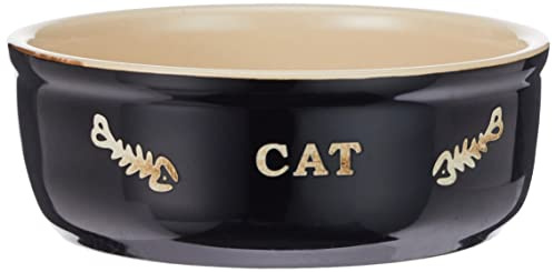 Nobby Ceramic Cat Basin, 13.5 x 13.5 x 0.25 cm, Black/ Beige