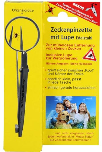 ZECKENPINZETTE Chirurgenstahl mit Lupe 1 St