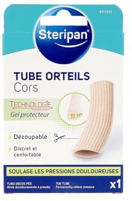 Steripan - Tube Orteils Protecteurs Cors - Découpable, Discret et Confortable - Technologie Gel Protecteur - x1 Tube