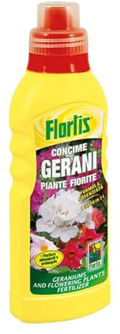 Concime Liquido 'Gerani E Piante Fiorite' A Formula Potenziata. Prodotto Appositamente Studiato Per Conferire Ai Gerani E Alle Piante Fiorite In Genere Un Nutrimento Completo Per Eccellenti Fioriture. Profumazione Alla Citronella. In Flacone.