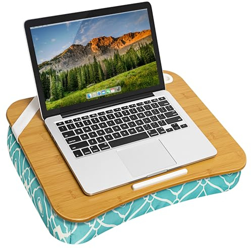 LAPGEAR XL Designer Schoßschreibtisch mit Telefonhalter und Geräteleiste – Aqua Spalier – passend für Laptops bis zu 43,8 cm (17,3 Zoll) – Stil Nr. 45512