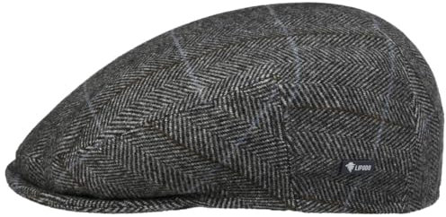 Lipodo Flatcap Karomuster Gefütterte Schiebermütze mit Wolle Made in Italy Herren Herbst/Winter anthrazit 58 cm