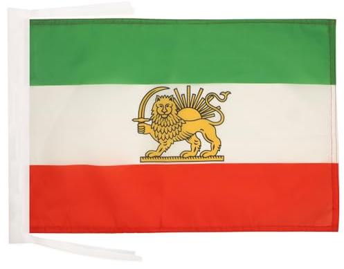 AZ FLAG - Iran Old Flag - 18'' x 12'' - 100% Polyester Former Iranian Small Banner with Two Cords - Fade Resistant - Vivid Colors - 18x12 in - 45x30 Cm