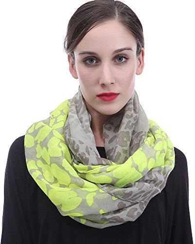 Lina & Lily tubhalsduk loop sjal med tryck av leopard neon (Neon gul)