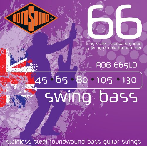 Rotosound Cordes pour Basse Électrique SWING DOUBLE BALL END 5-cordes RDB665LD DOUBLE BALL Standard 45-130