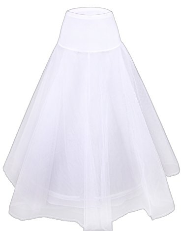 Flora 1-HOOP 2-NET Bridal Wedding Petticoat/Prom Underskirt,Spandex Waistband(XLarge) White