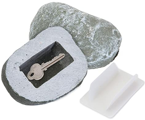 Bits and Pieces - Hide-A-Key Stone Safe Gadget - Fake Rock Spare Key Hider - Weather Resistant Yard Decorations - Decorative Garden Stones
