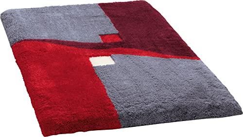 Erwin Müller Badematte Athen, Badteppich, Badvorleger rutschhemmend rot Größe 80x140 cm - kuscheliger Hochflor, für Fußbodenheizung geeignet (weitere Größen)