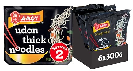 Amoy Straight to Wok Udon Thick Noodles 300 g (Pack of 6)