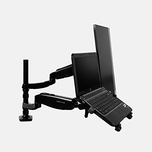 Thingy Club Soporte de escritorio con resorte de gas de movimiento completo inclinable y giratorio para monitor y portátil, brazo para laptop y monitor
