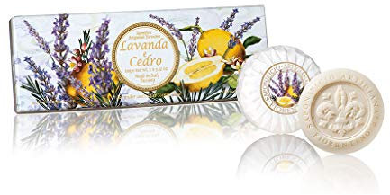 Saponificio Artigianale Fiorentino, Duftende Pflanzenseife Comlavanda und Zeder, Packung mit 3 Seifen, 3 x 100 g