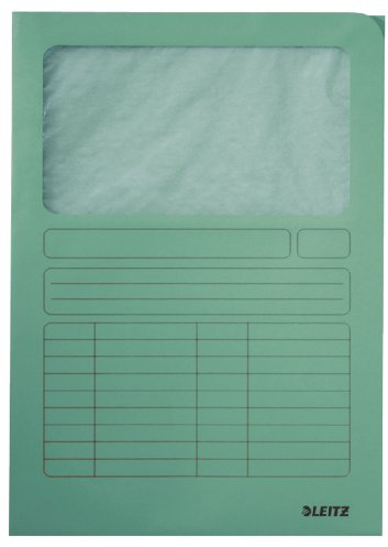 Leitz 3950-00-50 Sichtmappe, A4, oben und rechte Seite offen, Karton, hellgrün, Pack mit 100 Stück