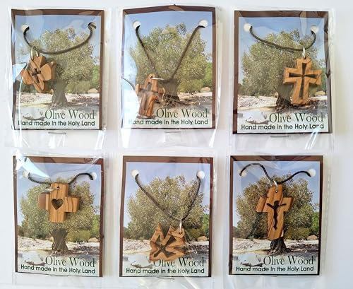 CleanPrince Kreuzketten 10 Stück Ketten mit Kreuz | Holzkreuz Kommunionketten Anhänger Tauben Erstkommunion Geschenk Jesus Gott