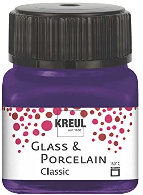 KREUL 16212 - Glass & Porcelain Classic violett, im 20 ml Glas, brillante Glas- und Porzellanmalfarbe auf Wasserbasis, schnelltrocknend, deckend