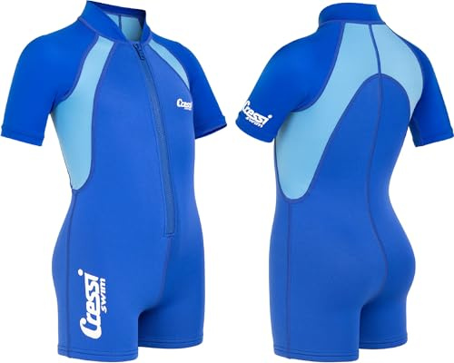 Cressi Shorty Kid - Muta Shorty per Bambini in Neoprene Ultra Stretch 1.5/2mm, Maniche Corte, XXL (7/8 Anni), Blu/Azzurro