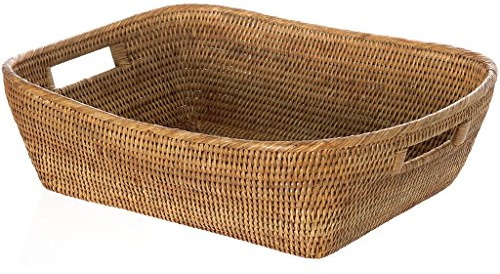 KOUBOO La Jolla Rattan Shelf Storage Basket,Towel Basket, Bathroom Basket, Home Storage, Bedroom Decorative, Shelf Decor & Organizer, Honey Brown
