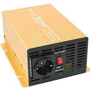 SOLARTRONICS Spannungswandler 12V auf 230V - Wechselrichter NP600-600/1200 Watt Reiner Sinus Inverter - Umrichter 12V 220V - Inverter Wohnwagen Gold - mit Schuko-& USB Anschluss (600-1200 Watt)