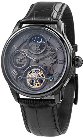 Thomas Earnhshaw Longitude Shadow ES-8063-03 Orologio automatico da uomo con quadrante scheletrato grigio e cinturino in pelle nera