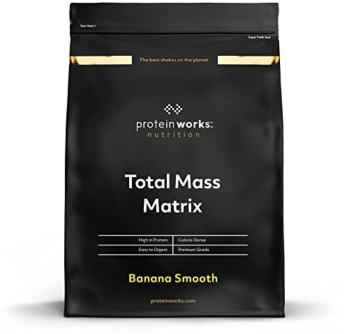 Protein Works - Total Mass Matrix Mass Gainer | High Calorie Protein Powder | Mass Building Protein Shake | Weight Gainer Protein Powder | 16 Servings | Banana Smooth | 2kg